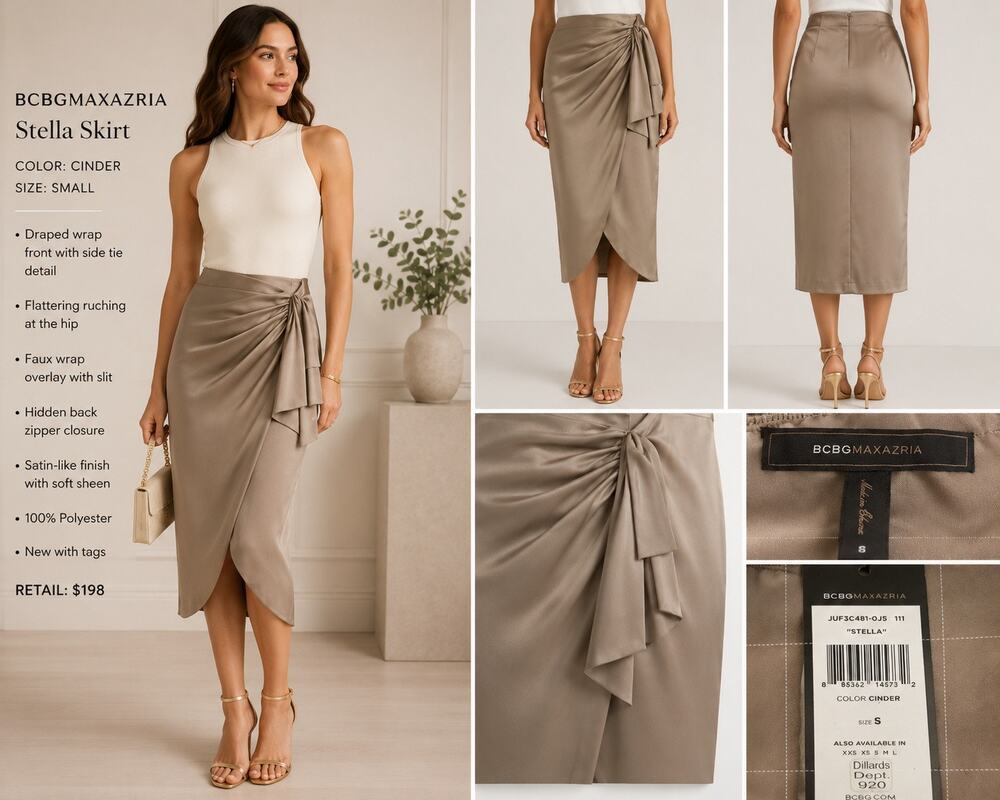 NWT BCBGMAXAZARIA Stella skirt in Cinder SZ Small